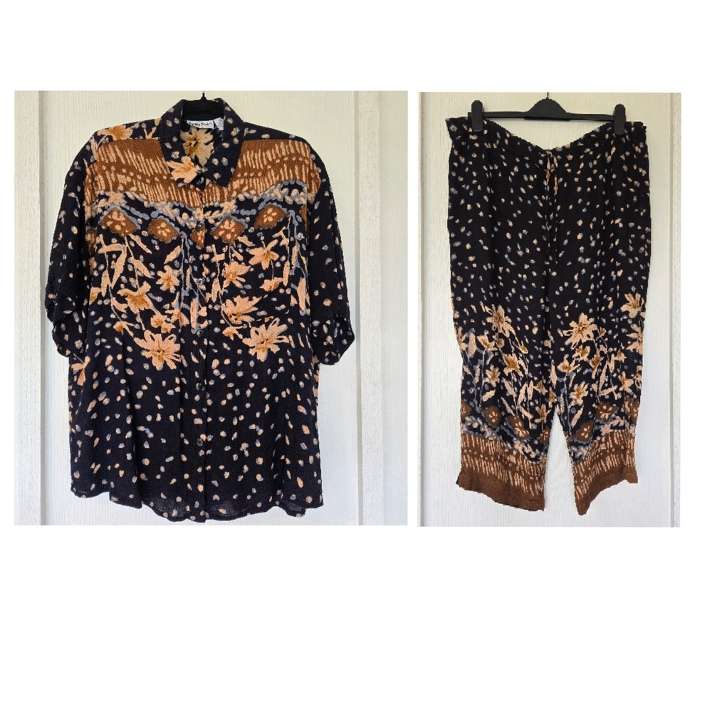 Pretty Pink Vintage Floral 2 Piece Set Boho Hippie Retro Artsy Vacation Eurotrip